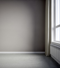 Large luxury modern minimal bright interiors room mockup illustration 3D rendering