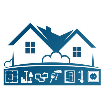 Building repair and home maintenance symbol for construction business