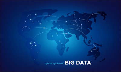 Big Data Stream. Wireframe Globe. Futuristic 