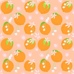 oranges pattern flowers and fruits