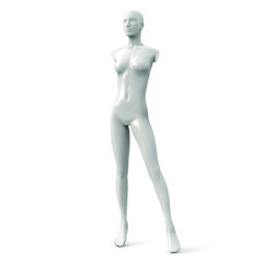 Body of female mannequin without hands white color. Vector illustration.