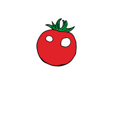 Tomato, red, vector illustration, hand drawing
