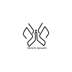 Unique butterfly logo outline vector design