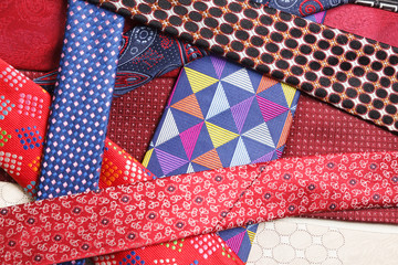 collection of neck ties close up