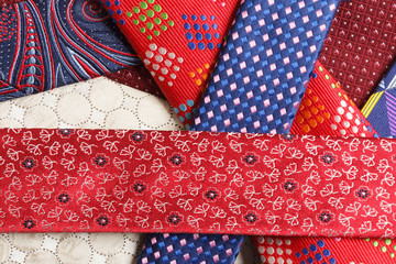 collection of neck ties close up