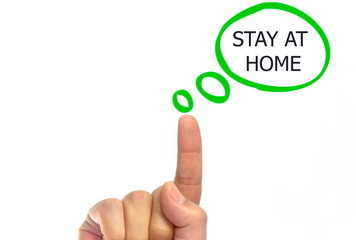 The word stay at home