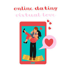 Online dating service, virtual communication and searching love in internet. flat vector concept.