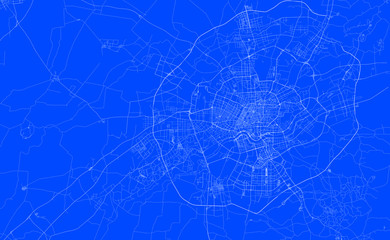 Blueprint of Shenyang city, One Color Map, color change, Artprint
