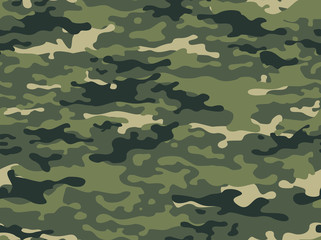 Fototapeta premium Camouflage green with dark spots seamless pattern. Military.Hunting.Print on fabric on paper.