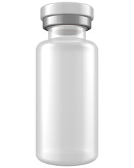 Realistic 3D 10ml Vial Glass Bottle Mock Up Template on White Background.3D Rendering