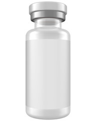 Realistic 3D 10ml Vial Glass Bottle Mock Up Template on White Background.3D Rendering