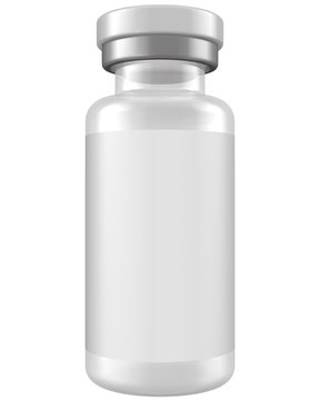 Realistic 3D 10ml Vial Glass Bottle Mock Up Template on White Background.3D Rendering