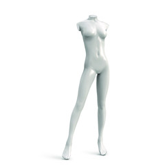 Body of female white mannequin without hands and head. Vector illustration.
