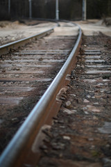 Fototapeta na wymiar rails and sleepers, railway tracks go into the distance