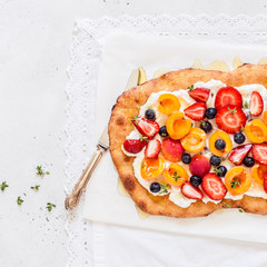 Flatbread with Ricotta, Berries and Apricots