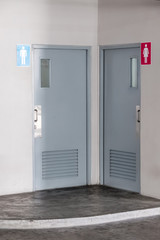 Male toilet door and female toilet door of the public toilet.