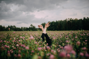 young woman in the field