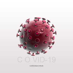 3d render Corona virus disease COVID-19. Microscopic view of a infectious virus