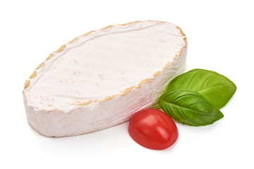 Camembert cheese. Fresh Brie cheese, isolated on white background