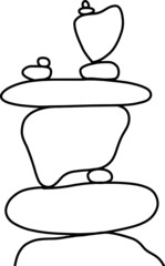 minimal black and white balancing stones mid century art