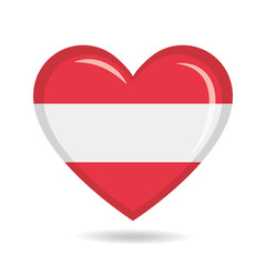 Austria national flag in heart shape vector illustration