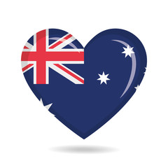 Australia national flag in heart shape vector illustration