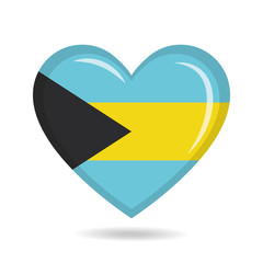 Bahamas national flag in heart shape vector illustration