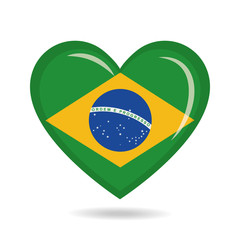 Obraz premium Brazil national flag in heart shape vector illustration