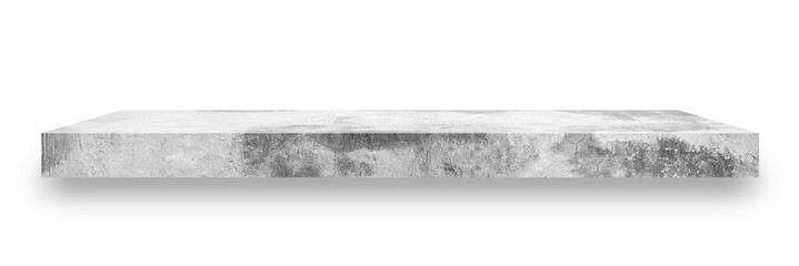 Cement shelves in a classic loft style with a light shadow on the bottom, isolated on white backgrounds, With clipping paths.