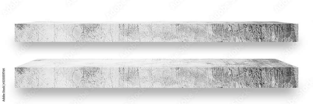 Poster 2 cement shelves in different levels are a classic loft-style suitable for placing products, goods a
