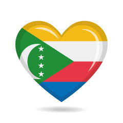 Comoros national flag in heart shape vector illustration