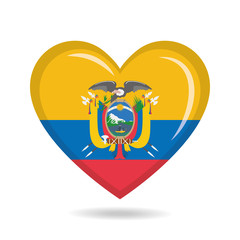Ecuador national flag in heart shape vector illustration