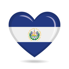 El Salvador national flag in heart shape vector illustration