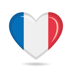 France national flag in heart shape vector illustration