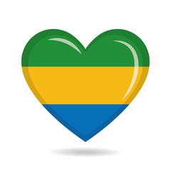 Gabon national flag in heart shape vector illustration