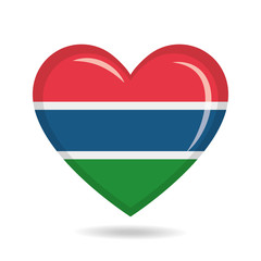 Fototapeta premium Gambia national flag in heart shape vector illustration