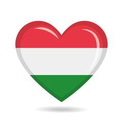 Hungary national flag in heart shape vector illustration