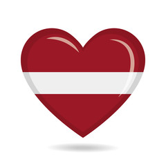 Latvia national flag in heart shape vector illustration
