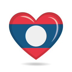 Laos national flag in heart shape vector illustration