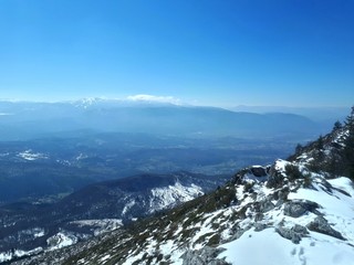 Mountain landscape in early march