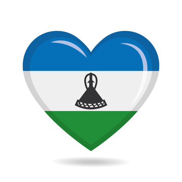 recommend clip art: Lesotho national flag in heart shape vector illustration