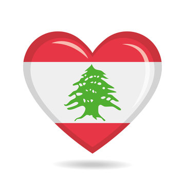 recommend clip art: Lebanon national flag in heart shape vector illustration