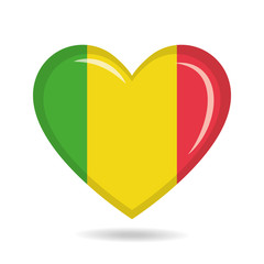 Mali national flag in heart shape vector illustration