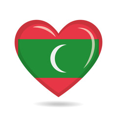 Obraz premium Maldives national flag in heart shape vector illustration