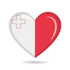 Malta national flag in heart shape vector illustration