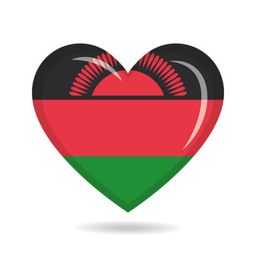 recommend clip art: Malawi national flag in heart shape vector illustration