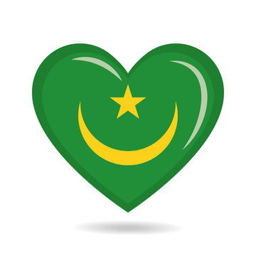 recommend clip art: Mauritania national flag in heart shape vector illustration