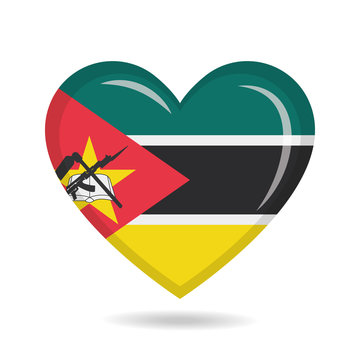 recommend clip art: Mozambique national flag in heart shape vector illustration