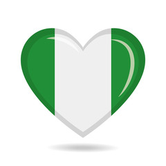 Nigeria national flag in heart shape vector illustration