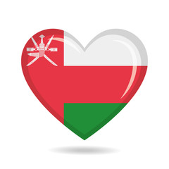 Oman national flag in heart shape vector illustration